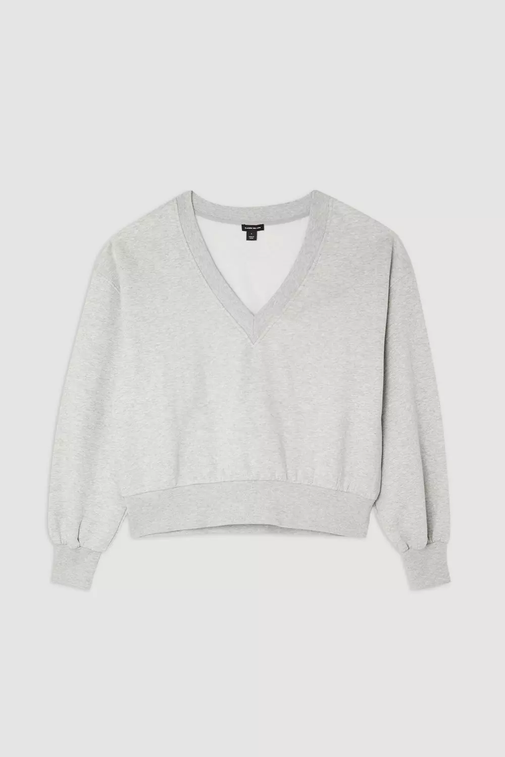 Cotton Fleece Jersey V Neck Sweatshirt Karen Millen